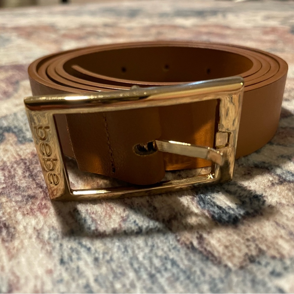 bebe Tan Belt with Gold Buckle